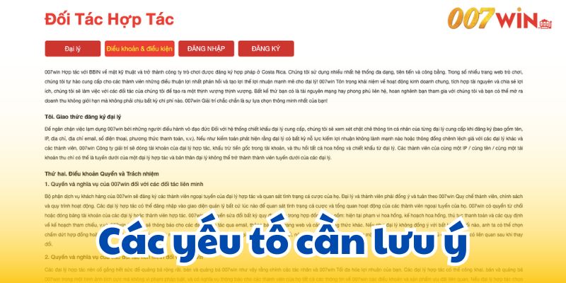 Các yếu tố cần lưu ý